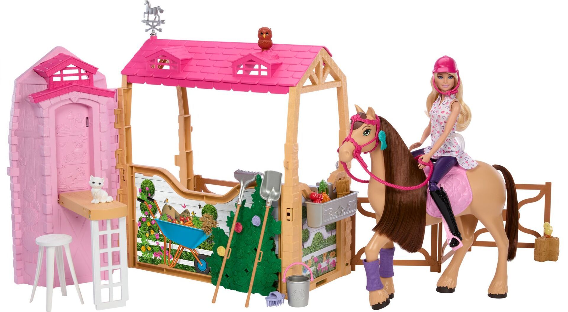 Barbie Stall mit Puppe und Pferd