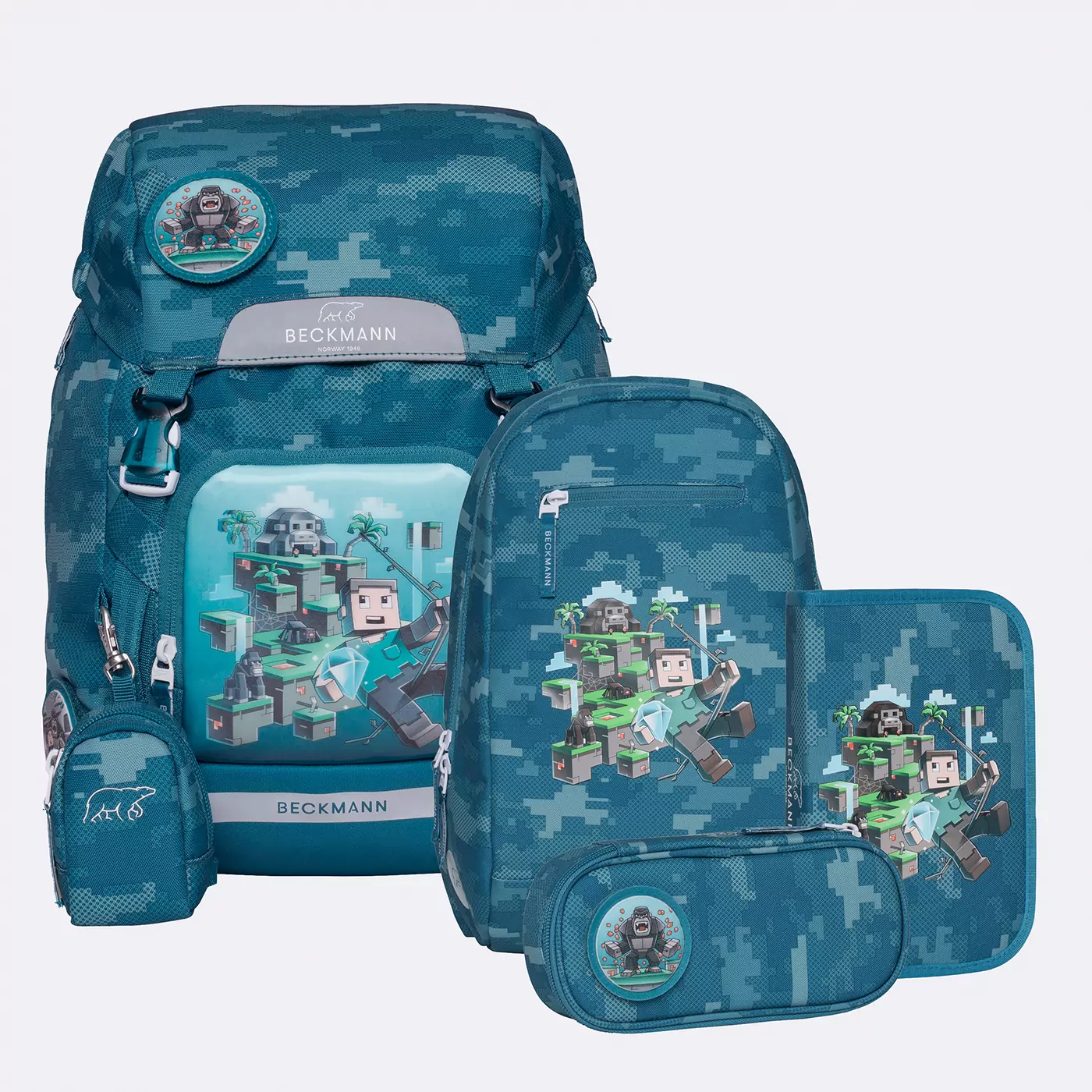 Beckmann Schulrucksack Classic 6-teiliges Set, Jungle Game