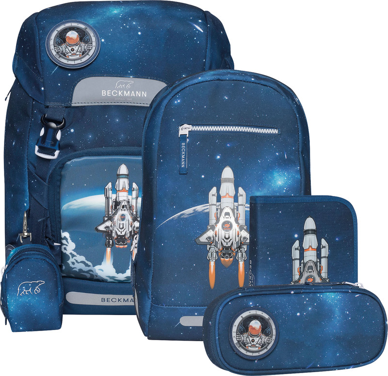 Beckmann Schulrucksack Classic mit Wendetasche Space Mission 6-teilig