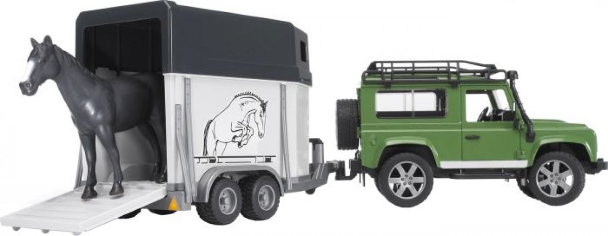 Bruder 02592 Land Rover Defender plus Anhänger plus Pferd