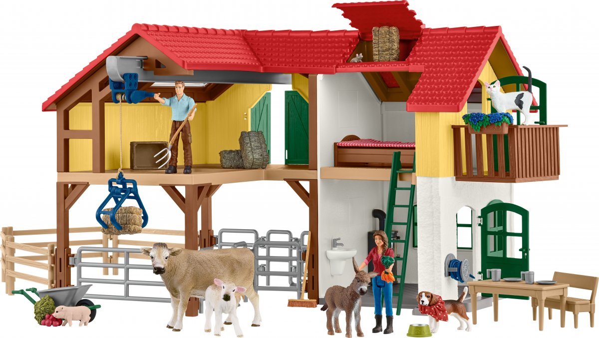 Schleich Farm World Bauernhaus mit Stall und Tieren 42407