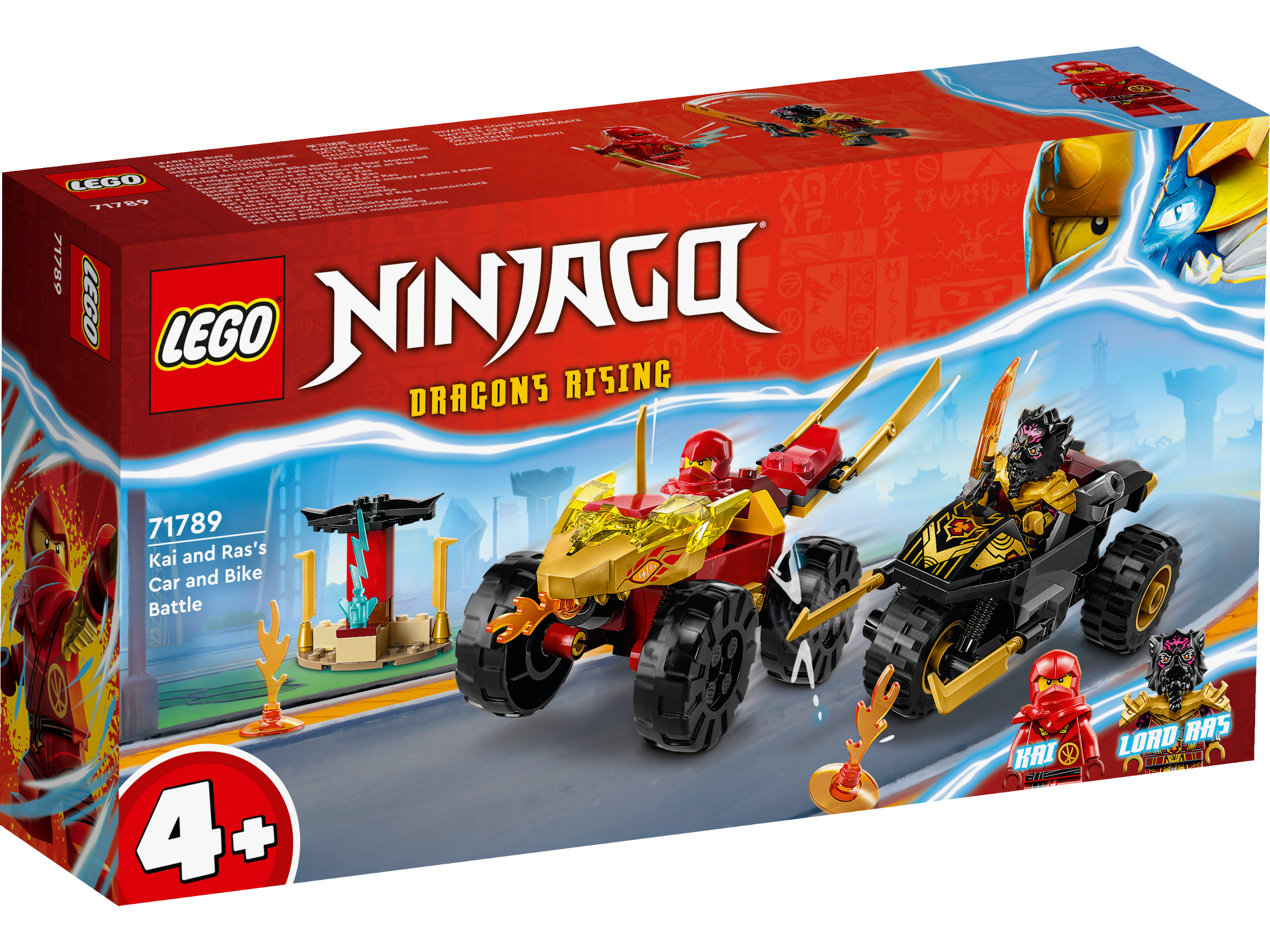 LEGO Ninjago Verfolgungsjagd mit Kais Flitzer und Ras' Motorrad 71789