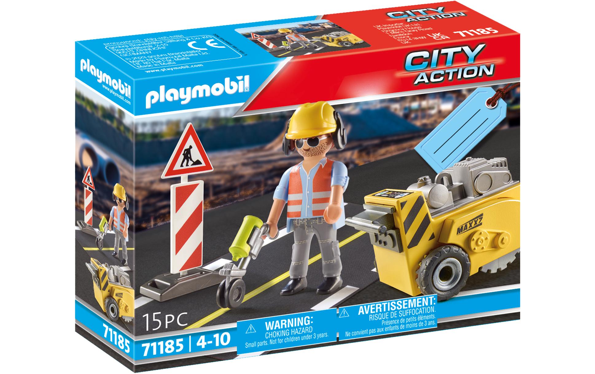 PLAYMOBIL Bauarbeiter mit Kantenfräser 71185