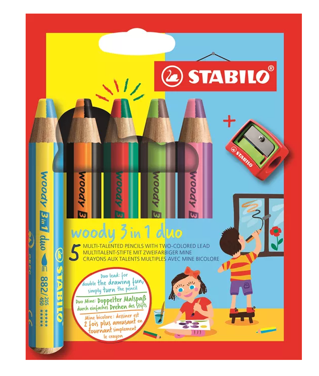 Stabilo Woody 3 in 1 duo Malstifte Duo 5er Kartonetui