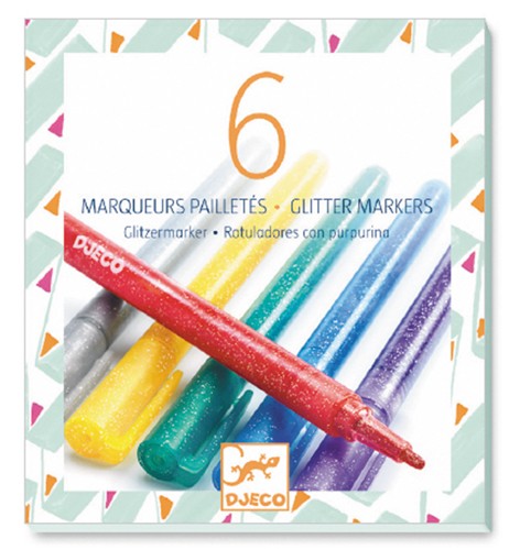 6 Markers glitter