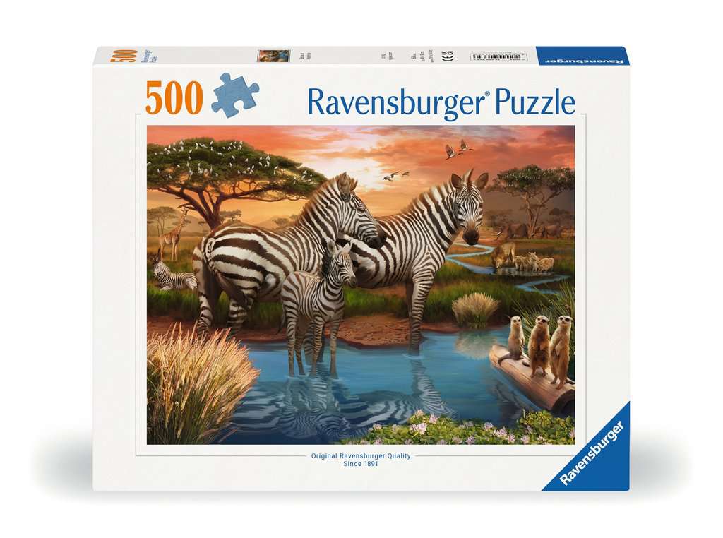 Puzzle 500 Teile Zebras am Wasserloch 00.365