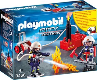 PLAYMOBIL  Feuerwehrmänner mit Löschpumpe 9468