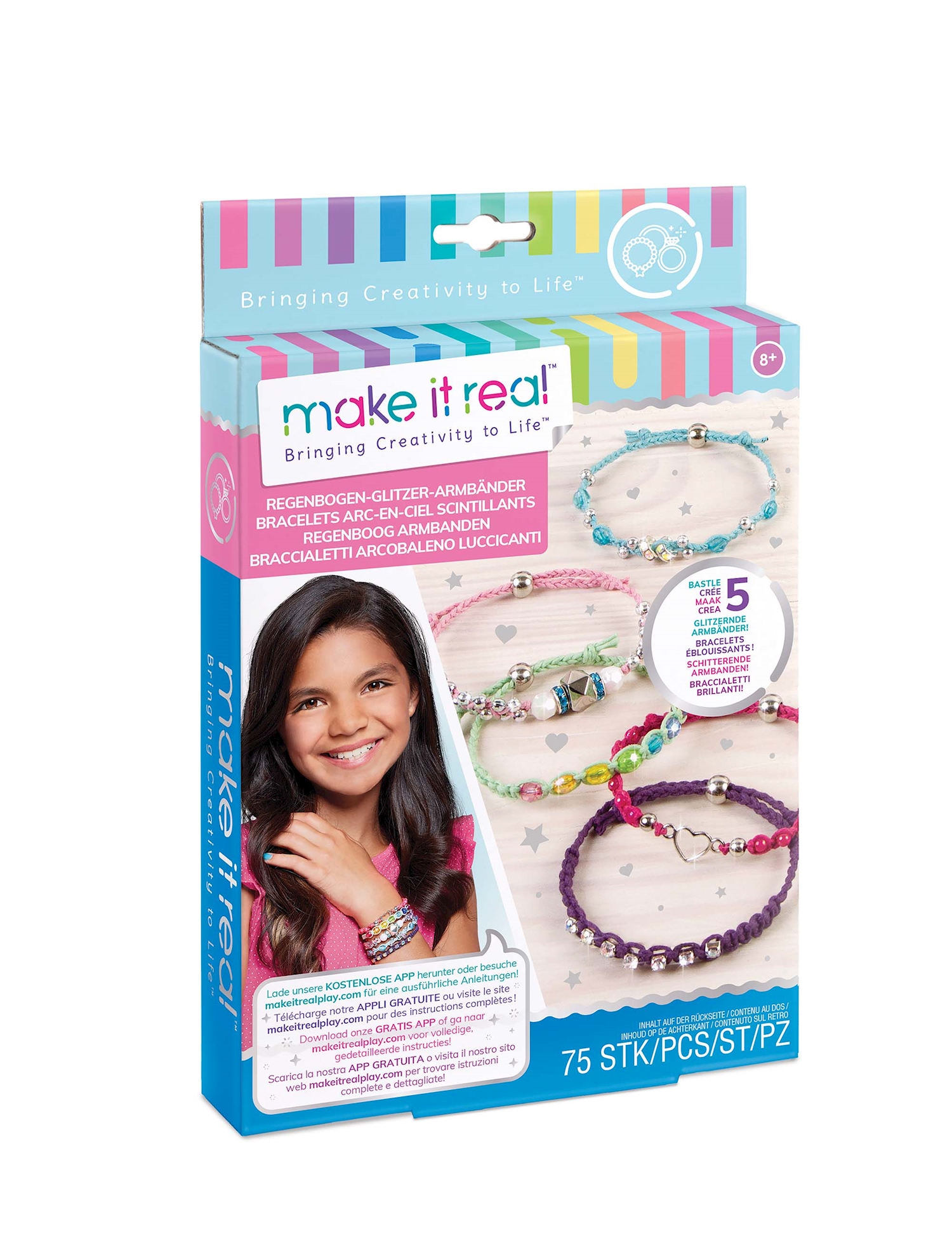 Make it real Schmuckset Regenobgen Glitzer Armbänder