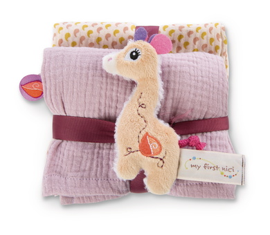 Nici Mulltuch 2er Set mit Greifling Giraffe Sasuma 11cm