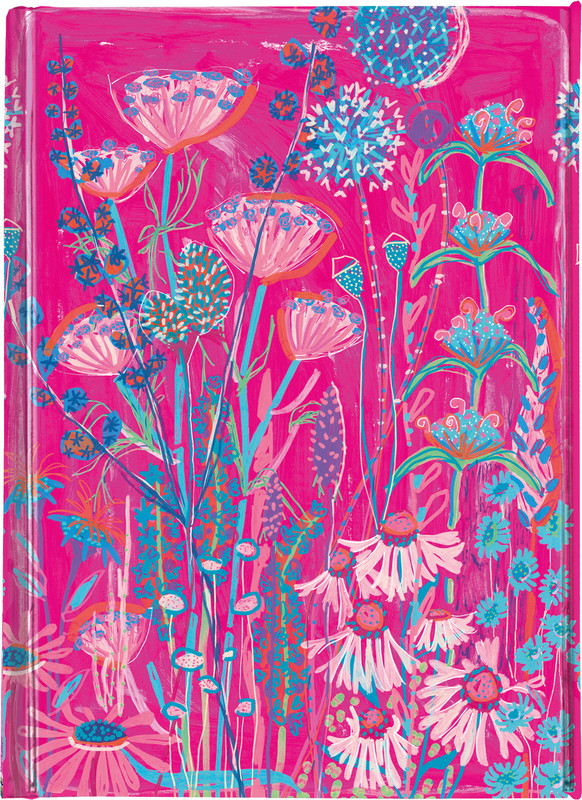 FLAME TREE Notizbuch A6 mit Magnetverschluss Pink garden