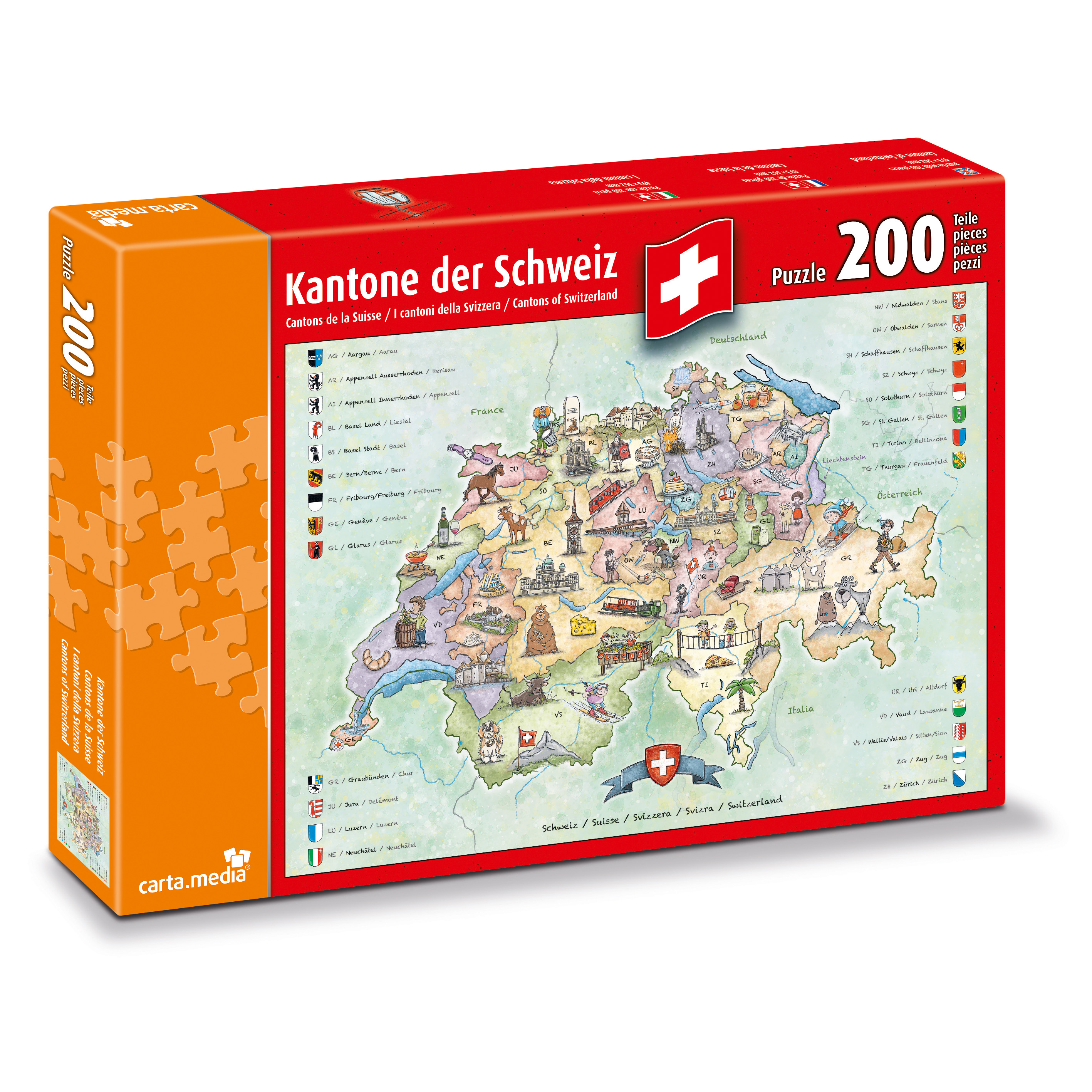 Puzzle Kantone der Schweiz 200 Teile