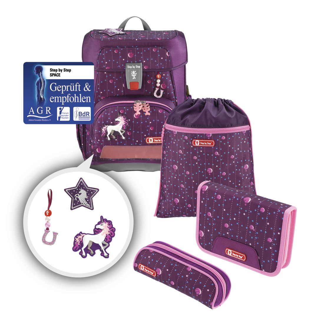 Step by Step CLOUD Schulranzenset Dreamy Unicorn 5-teilig