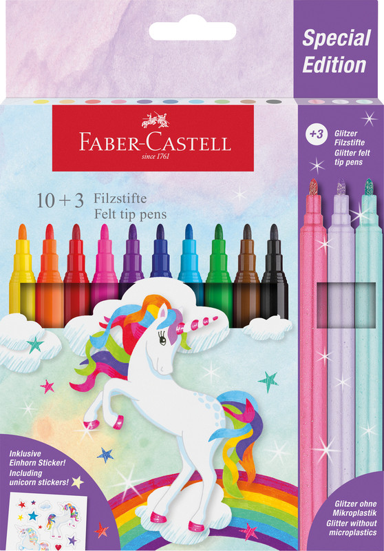 FABER CASTELL Filzstifte 10 + 3 Glitzer