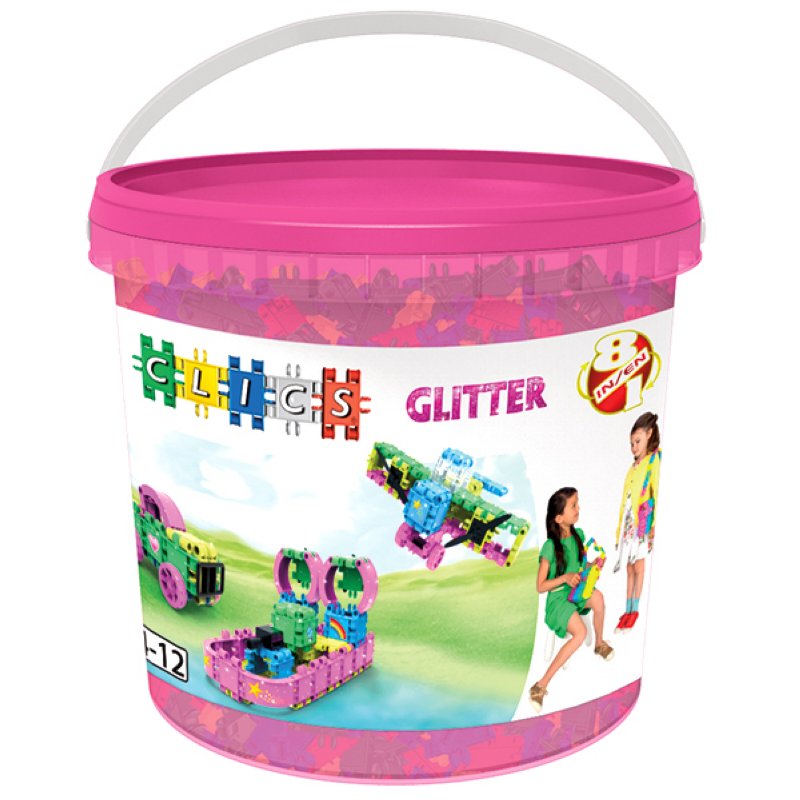 Clics Glitter Eimer 175 teilig