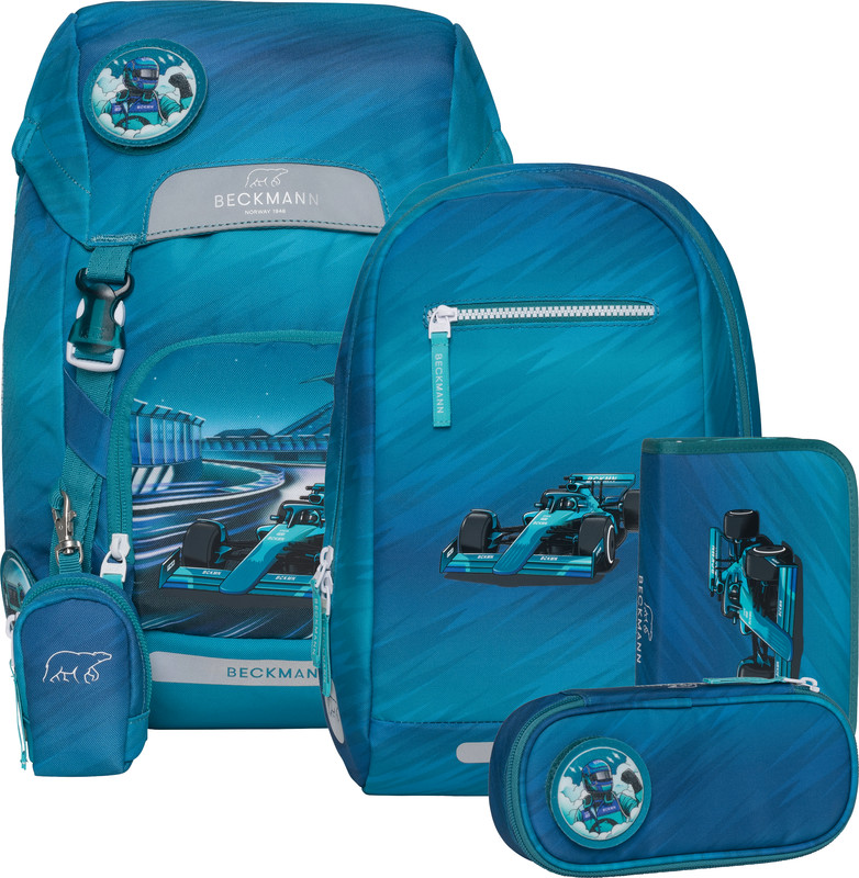 Beckmann Schulrucksack Classic 6-teiliges Set, Racing