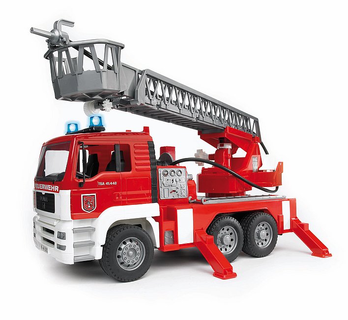 Bruder 02771 MAN Feuerwehr mit Drehleiter und Wasserpumpe