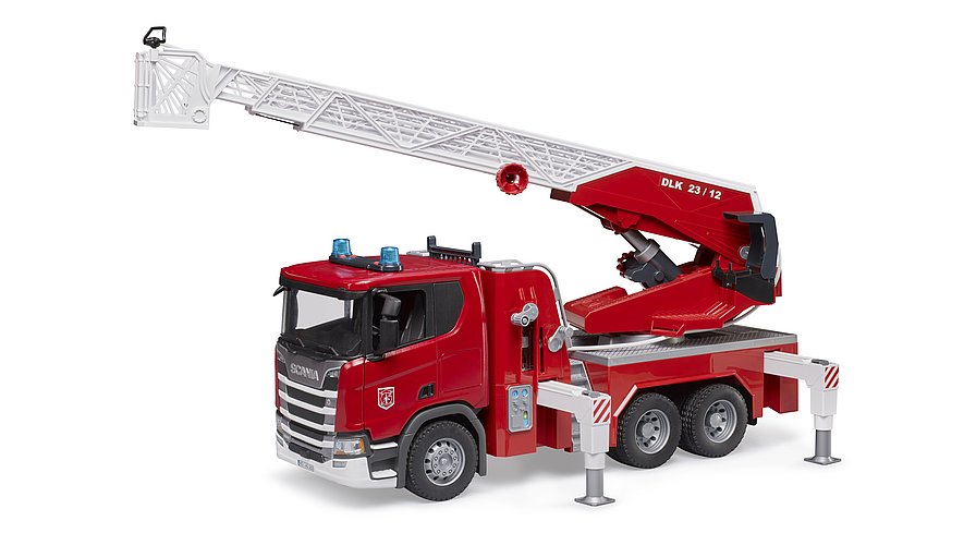 Bruder Scania Super 560R Feuerwehr mit Drehleiter, Wasserpumpe, L+S Modul 03591