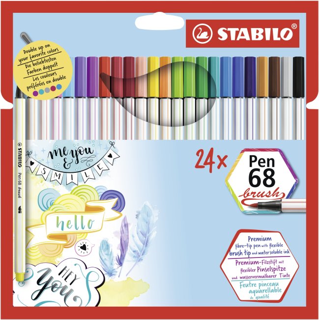 Stabilo pen 68 brush 24er Kartonetui ohne Neon