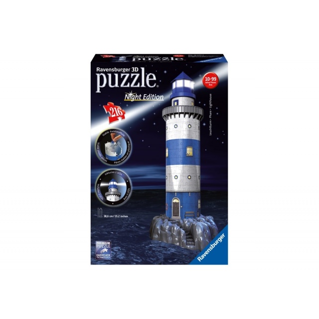 Puzzle  3D Leuchtturm bei Nacht 216 teilig