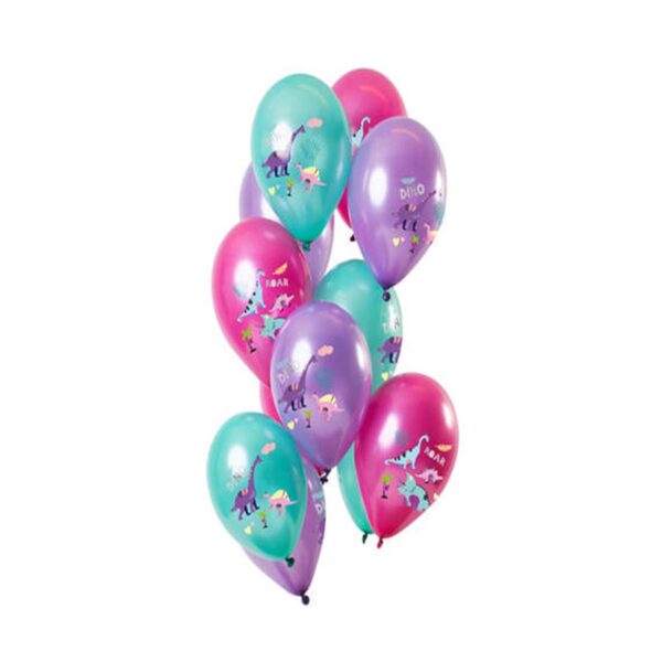 Latexballons Dinosaurier metallic lila mehrfarbig