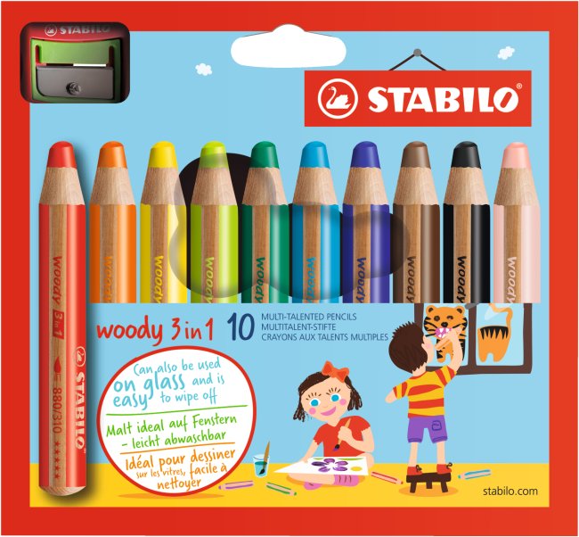 Stabilo Woody 3in1 Malstift 10er Spitz