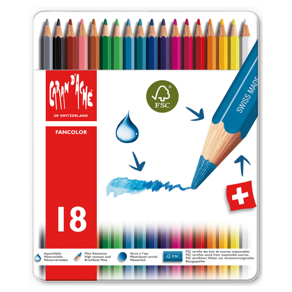 CARAN D'ACHE Fancolor Farbstifte 18er