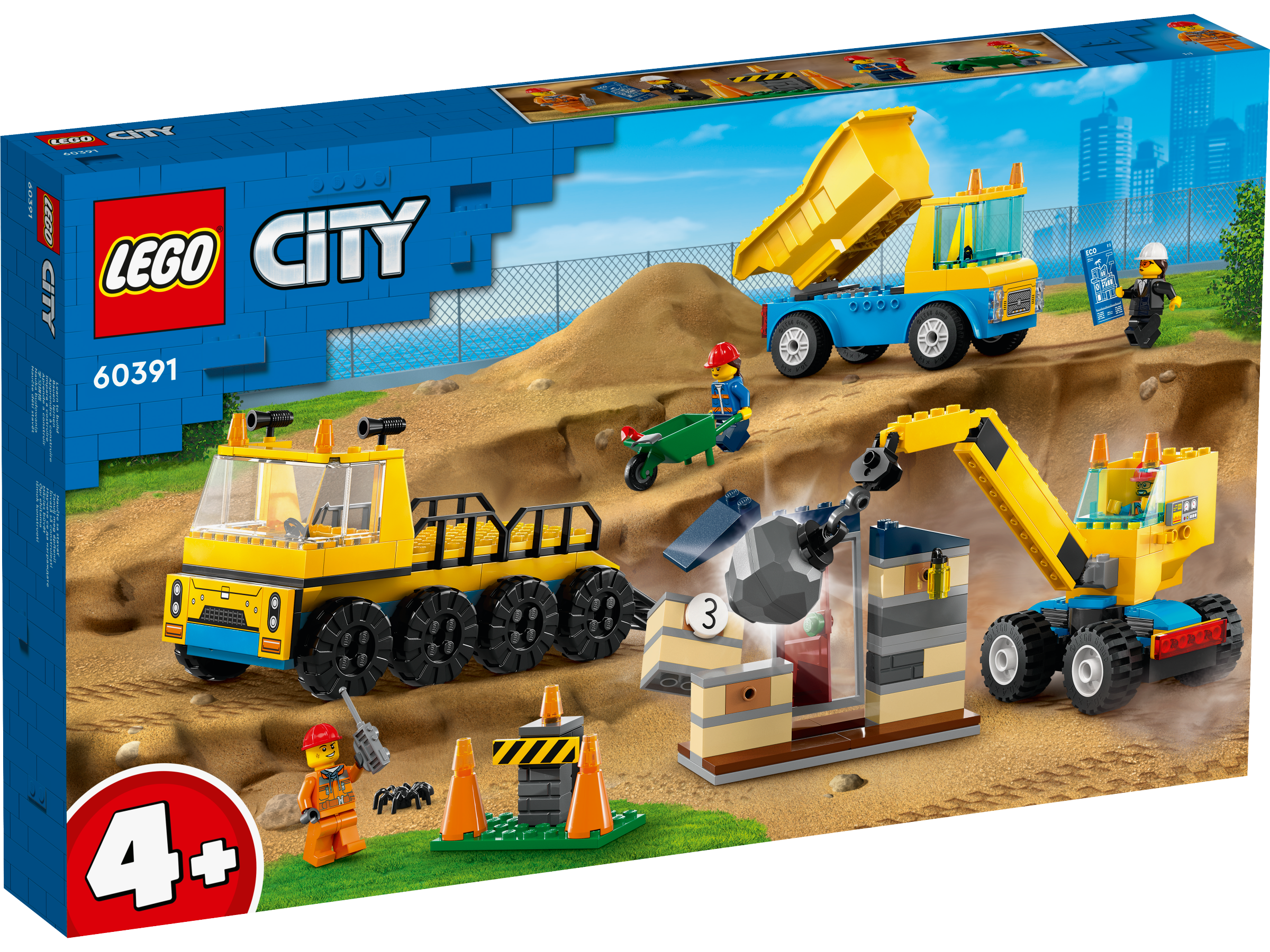 LEGO City Baufahrzeuge und Kran mit Abrissbirne 60391