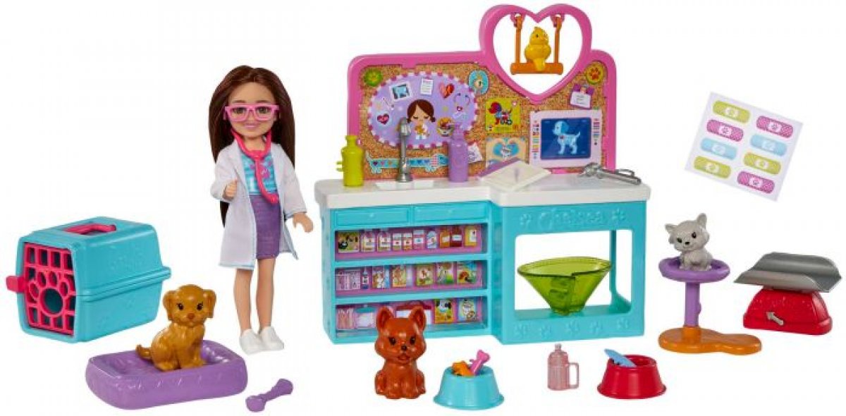 Barbie Chelsea Tierklinik Spielset mit Tierchen & Zubehör