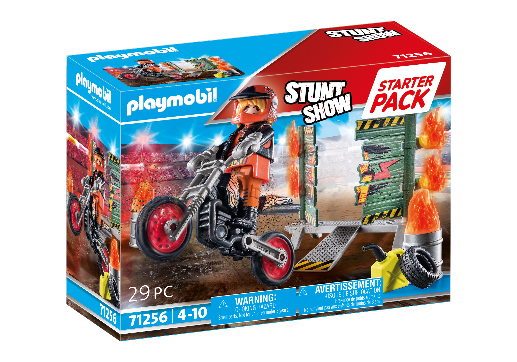 PLAYMOBIL City Action Starter Pack Stuntshow Motorrad mit Feuerwand 71256