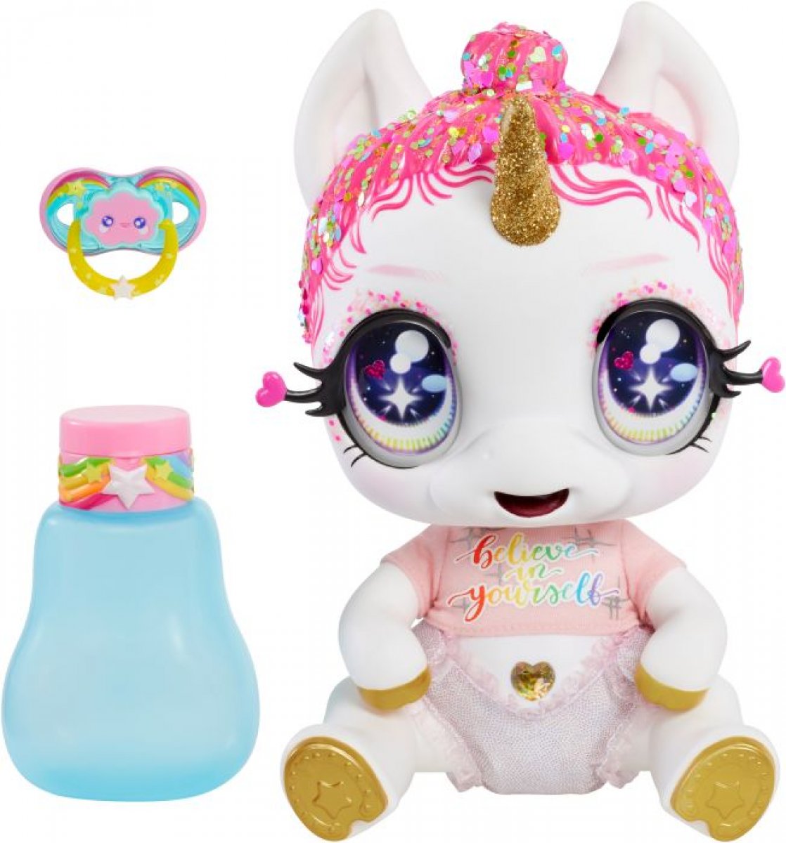 Glitter Babyz Unicorn Doll- White Rainbow