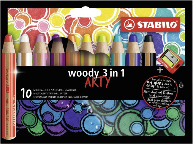 STABILO Woody 3in1 Arty mit Spitzer 10er