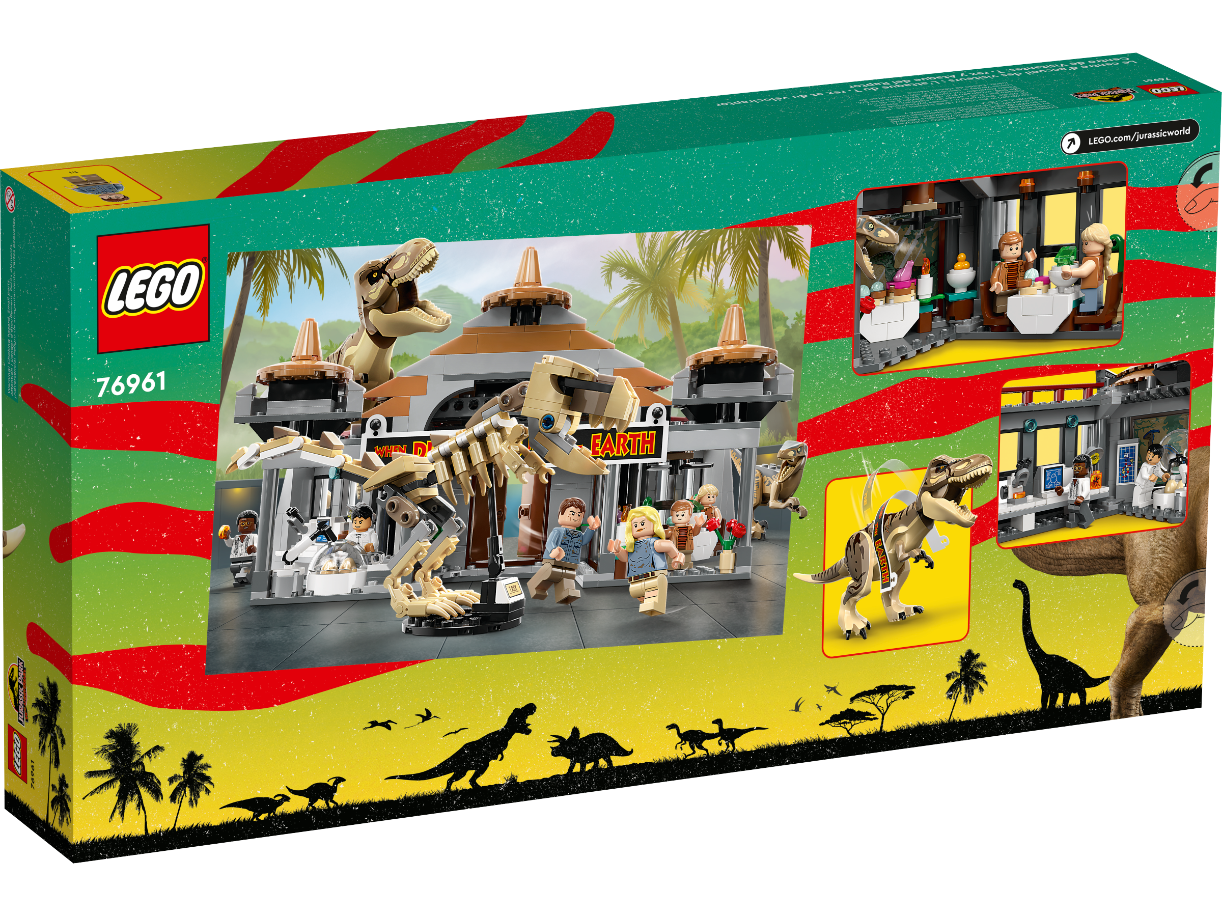 LEGO Jurassic World Angriff des T-Rex und des Raptors aufs Besucherzentrum 76961